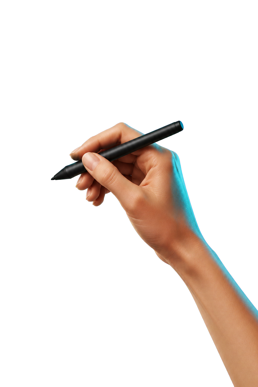 A hand holding a precision stylus